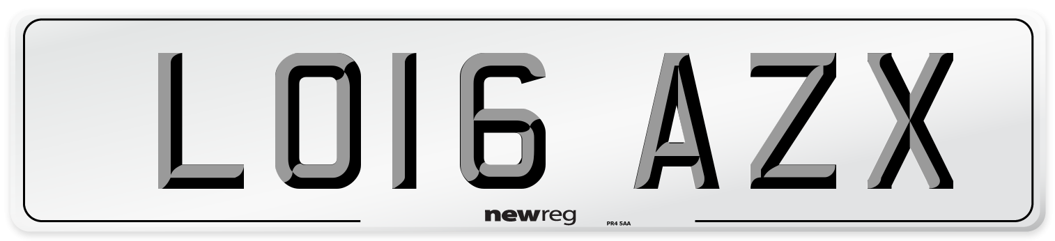 LO16 AZX Number Plate from New Reg
